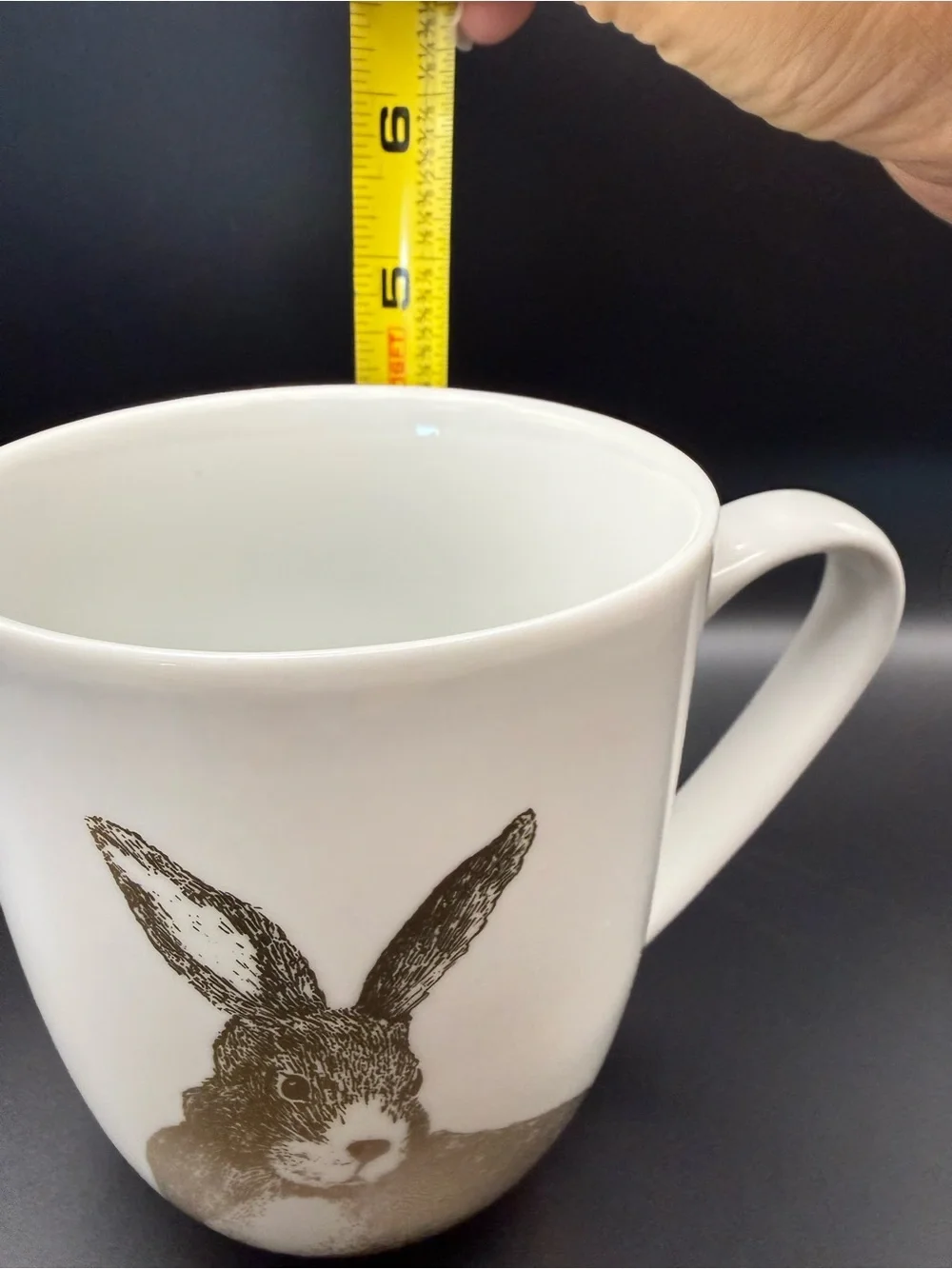 Pier 1 White Ceramic Mug with Metallic Gold Bunny